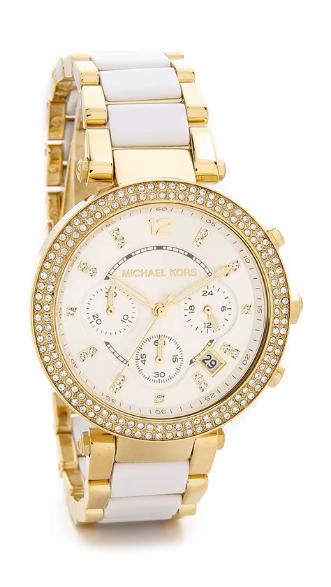 michael kors parker watch gold and white|Michael Kors watches mk5491.